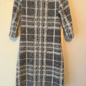 Papillon Blanc Black and White Plaid Long Sleeve Dress